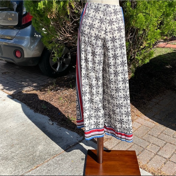 Zara Scarf Print Flowing Wide Leg High Waist Palazzo Pants - Picture 7 of 9